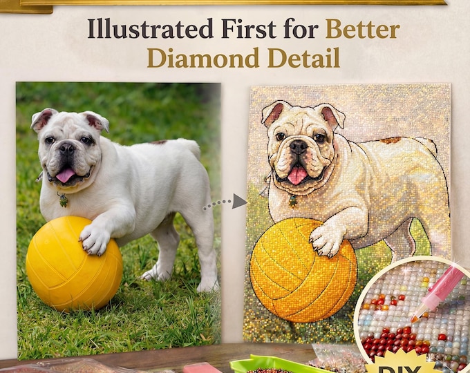 Custom Photo Diamond Painting Kit, Illustrated Detail (Up to 80 Colors)