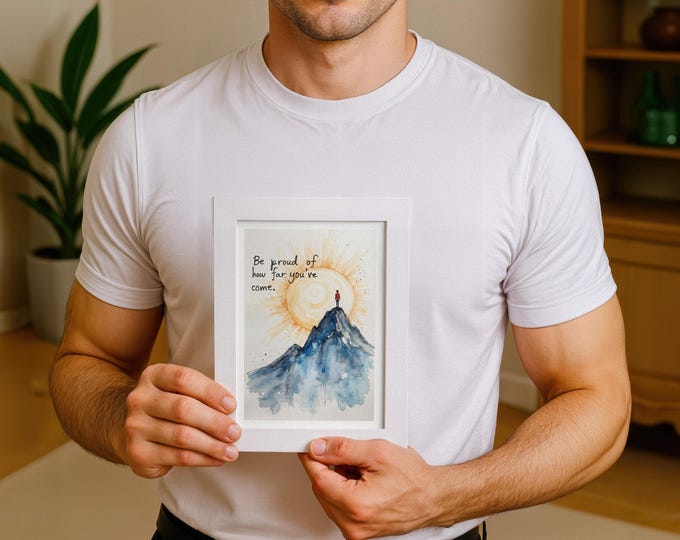 Mountain Affirmation Print: Motivational Watercolor Art, 5x7 in