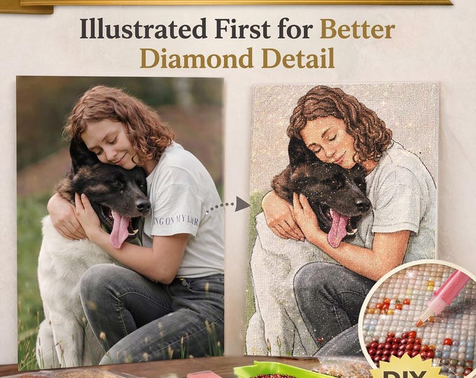 Custom Diamond Painting Kit: Illustrated Photo Art with up to 80 Colors