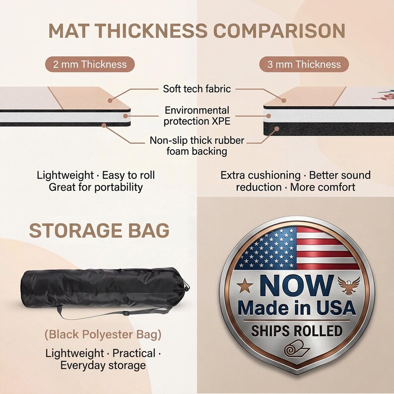 The image is a comparison of the thickness of two different storage bags, with a focus on the soft tech fabric and the American flag design.
