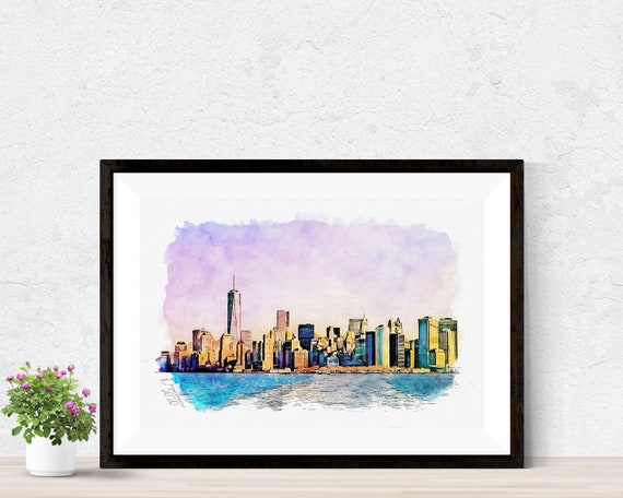 New York City Watercolor Print Cityscape Wall Art Poster - New York Cityscape Wall Art New York City Watercolor Print Cityscape Wall Art Poster - New York Cityscape Wall Art