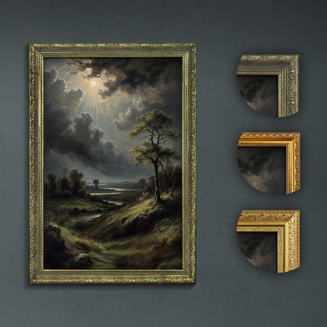 Moody Dark Wall Art, Valley on a Gloomy Day Wall Art, Dark Academia