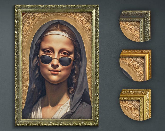 Mona Lisa with Sunglasses Art Print, Modern Twist on Classic, Funny Dark Academia Decor, Iconic Renaissance with a Contemporary Edge