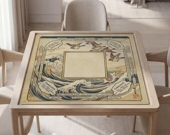 Personalized Great Wave Sparrows Mahjong Mat with or without Rules (Instructions)