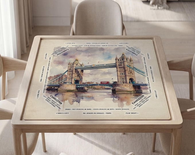 Mahjong Mat: Elegant London Watercolor - Personalized with Carry Pouch