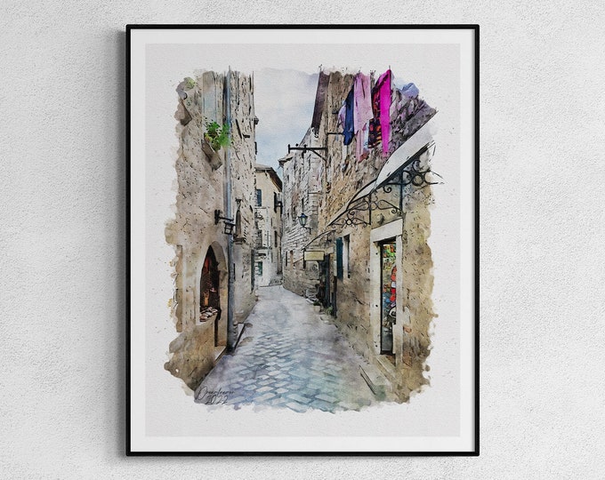 Kotor Old Town Watercolor Print Montenegro Art Premium Quality Travel Poster Artful Wall Decor Unframed Wall Art