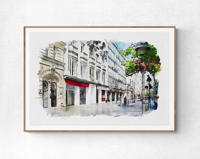 Belgrade Watercolor Print Serbia Art Premium Quality Travel Poster Artful Wall Decor Unframed Wall Art