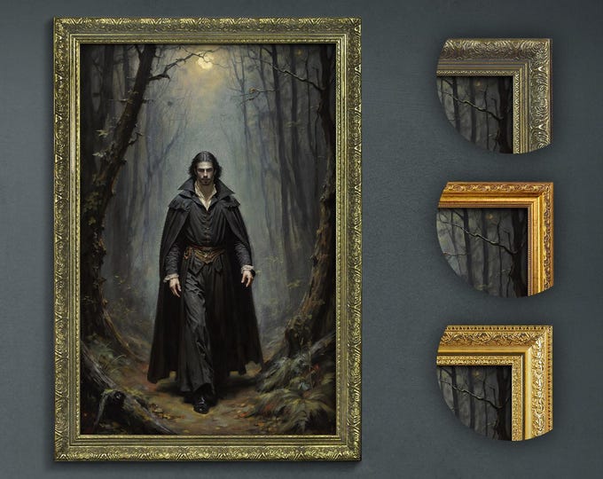 Enigmatic Vampire Print: Dark Academia Gothic Wall Art