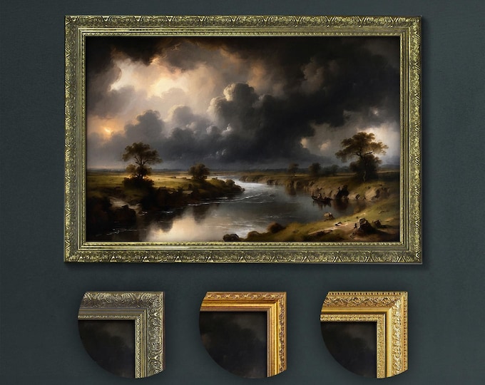 Stormy Landscape Art Print: Dark Academia Decor, Choice of Frames
