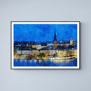 Stockholm Sweden Watercolor Print Sweden Art  Premium Quality Travel Poster Artful Wall Decor Unframed Wall Art