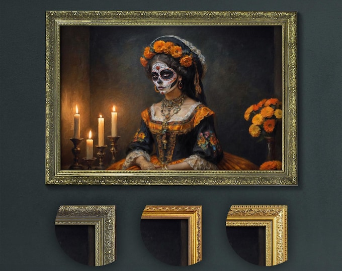 Day of the Dead Art Print - Gothic Catrina with Candlelight