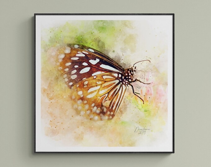 Brown Butterfly Watercolor Print Insect Art Butterfly Poster Animal Wall Decor Premium Quality Artful Wall Decor Unframed Wall Art