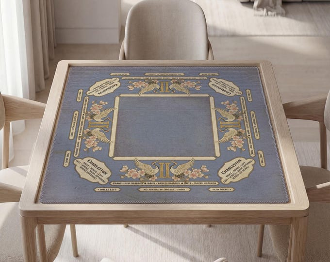 Personalized Gemini Mahjong Mat with Instructions (Rules): Crane Design Table Cover