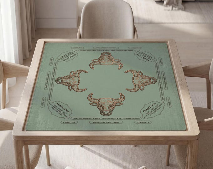 Taurus Mahjong Mat: Zodiac Bull Design (Customizable, Sage Green), Bag Included