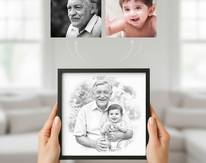 Custom Grandparent Portrait: Photo Merge Keepsake (Digital Download)