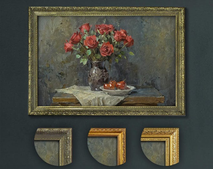 Victorian Roses Art Print: Dark Academia Gothic Floral Still Life