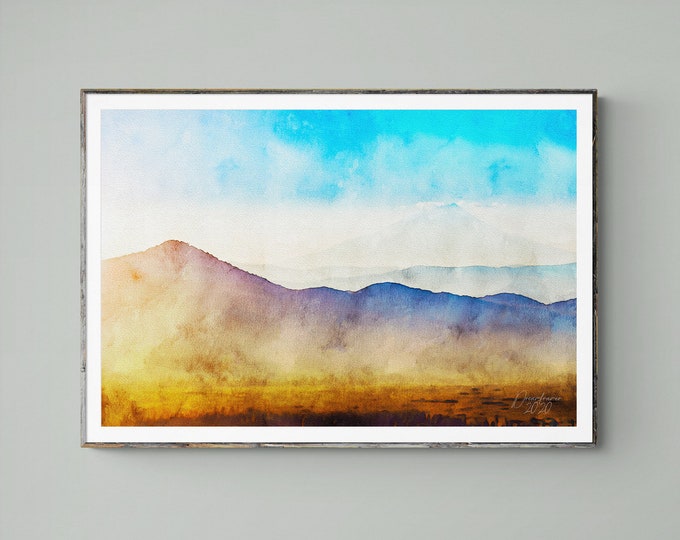 California Mountains Watercolor Print California Wall Art Northern California Mountains Unframed Watercolor Giclee Print