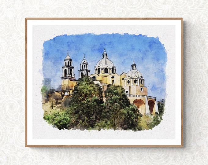 Our Lady of Remedies Church Puebla Mexico Art Premium Quality Travel Poster Artful Wall Decor Unframed Wall Art