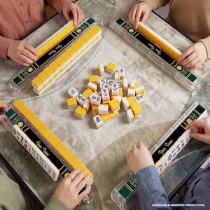 Personalized Mahjong Racks with Puchers: Set of 4 Acrylic Rotating Wall Builders