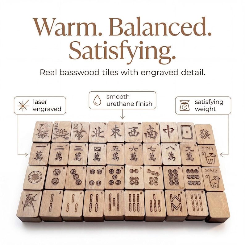 American Mahjong Tiles Set: Personalized Wood - Travel, Standard, Large image 2