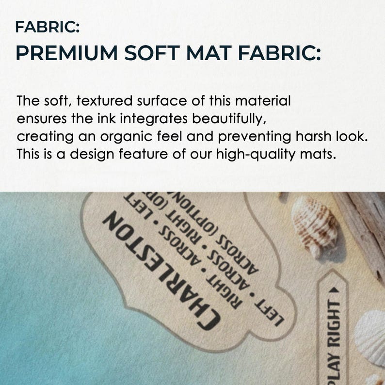 The image is a close-up of a soft, textured fabric with a label that reads "PREMIUM SOFT MAT FABRIC".