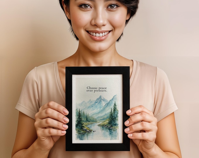 Peace Over Pressure Affirmation Print, Motivational Quote Wall Art, 5x7 in (13x18 cm)