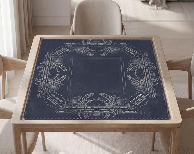 Personalized Cancer Zodiac Mahjong Mat with Instructions (Rules): Crab Design