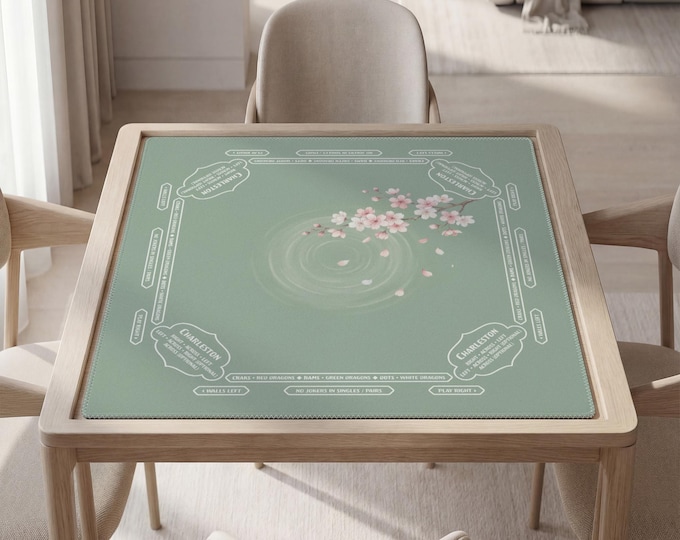 Personalized Cherry Blossom Mahjong Mat with Rules (Instructions), Bag included