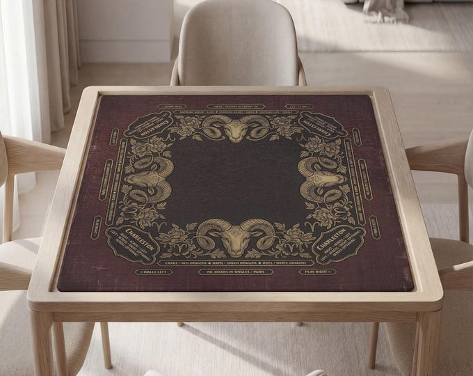 Personalized Aries Mahjong Mat: Vintage Ram Table Cover, Non Slip, Bag Included