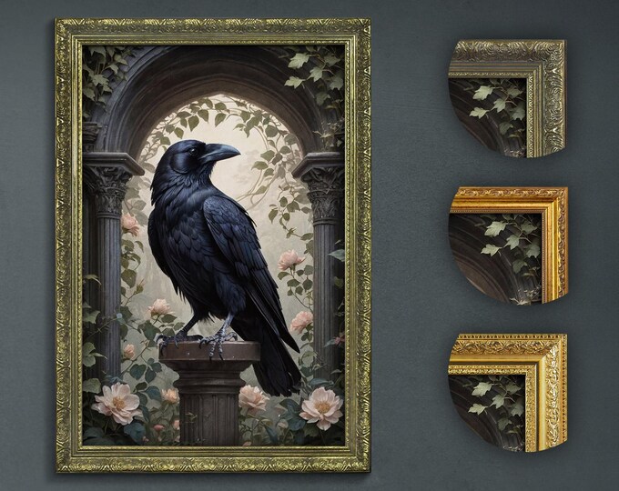 Raven Garden Art Print: Dark Academia Decor - Choice of Frames
