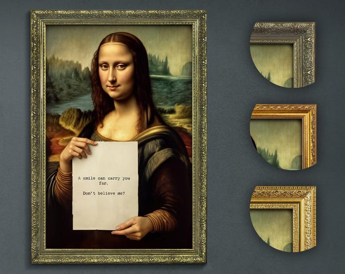 Personalized Mona Lisa Print: Funny Altered Art, Custom Quote