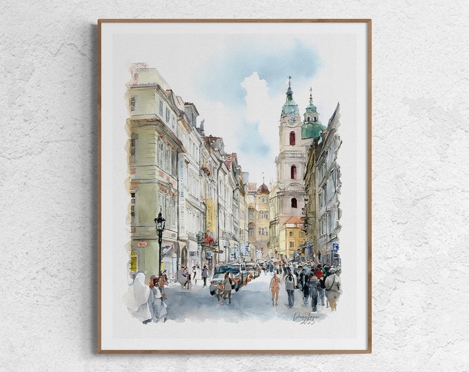Prague Watercolor Print Czechia Art Premium Quality Travel Poster Artful Wall Decor Unframed Wall Art