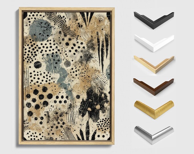 Framed Canvas Print, Neutral Abstract Wall Decor, Black and Gold Textured Canvas Print, Trendy Artistic Wall Art, Unique Expressionist Piece