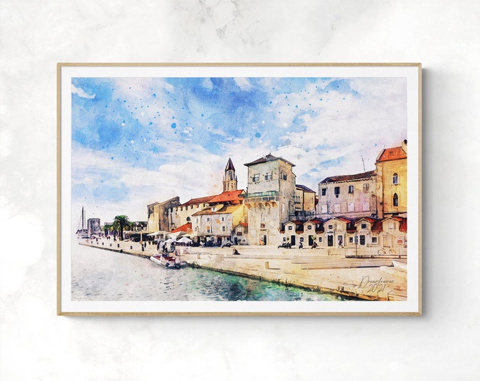 Trogir Watercolor Print Dalmatia Croatia Art Premium Quality Travel Poster Artful Wall Decor Unframed Wall Art