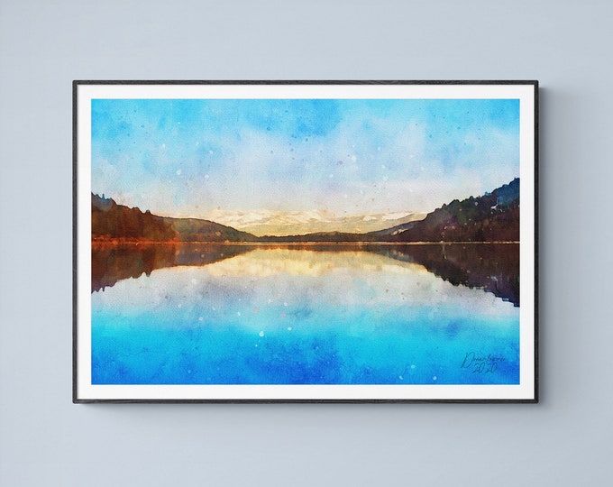 Donner Lake Watercolor Print California Art Premium Quality Travel Poster Artful Wall Decor Unframed Wall Art