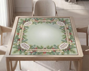 Winter Pine Custom Christmas Mahjong Mat With or Without Rules, Soft Top, Non-Slip Backing