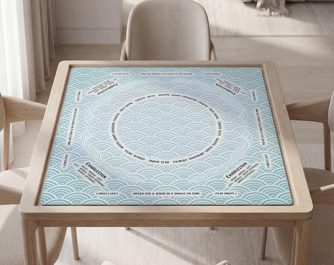 Mahjong Mat: Blue Seigaiha Design - Personalized with Carry Bag