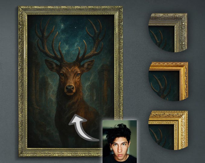 Custom Animal Spirit Portrait from Photo, Animal Spirit Artwork, Dark Fantasy Wall Art, Mystical Totem Print, Surreal Animal Gift for Anyone