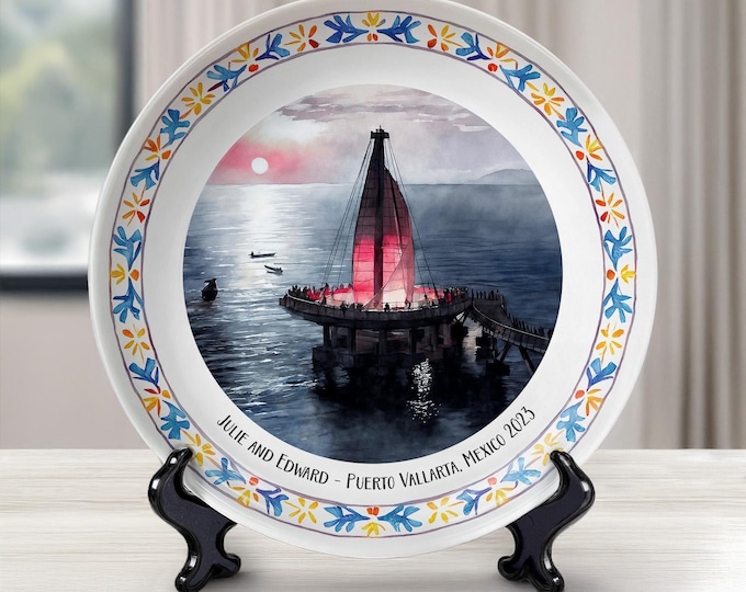 Custom Puerto Vallarta Ceramic Plate: Personalized Home Decor