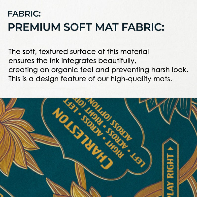 The image is a close-up of a fabric with a textured surface, which is described as a "Premium Soft Mat Fabric".