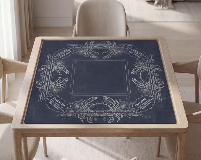 Personalized Cancer Zodiac Mahjong Mat with Instructions (Rules): Crab Design