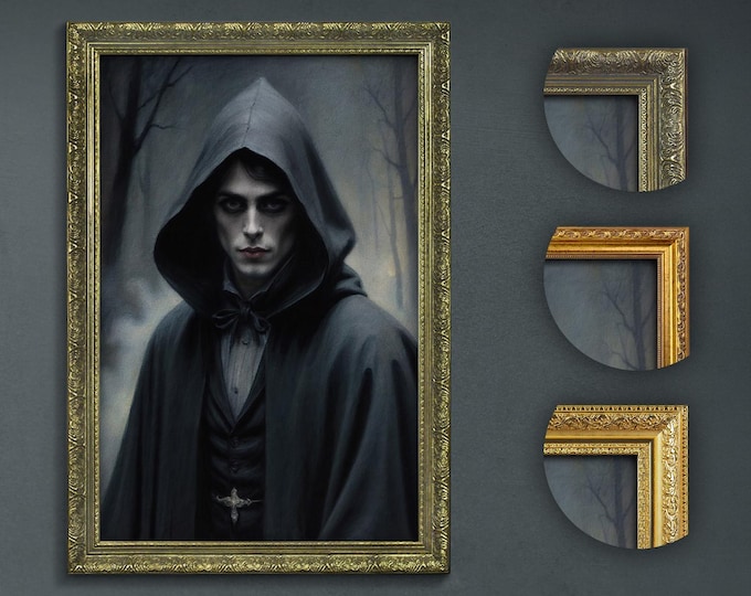 Cloaked Figure Art Print: Gothic Dark Academia Portrait