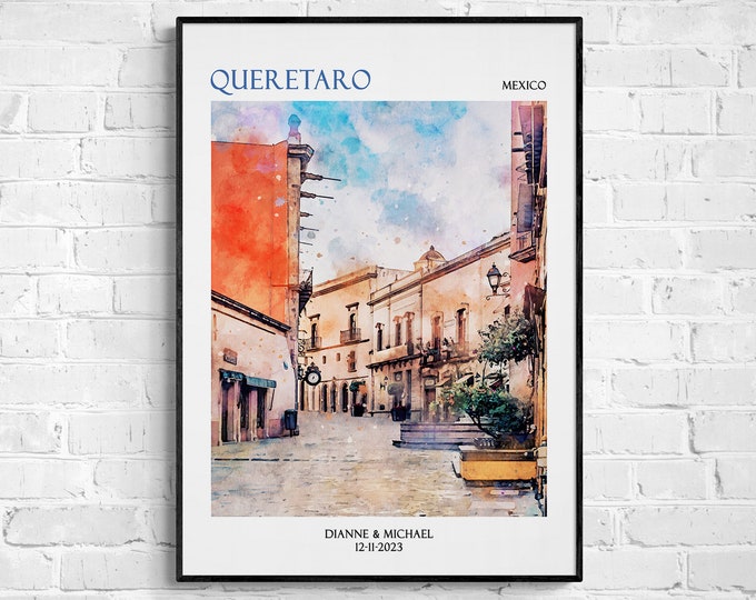 Personalized Mexico Art Custom Print Queretaro Customizable Mexican Poster Gift for the Art Admirer Maximalist Wall Art Unframed Print