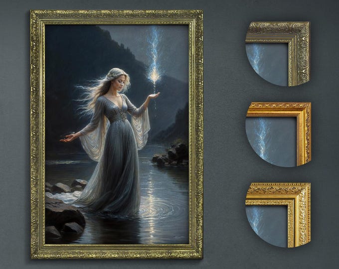 Lady of the Lake Art Print: Mystical Water Nymph Portrait