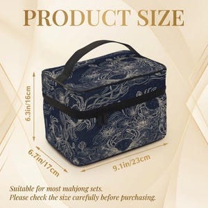 a black and white floral patterned cosmetic bag with a handle, suitable for most mahjong sets. Please check the size carefully before purchasing.
