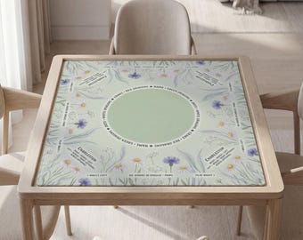 Custom Mahjong Mat, Wild Flowers Floral, Soft Polyester, Non Slip Rubber