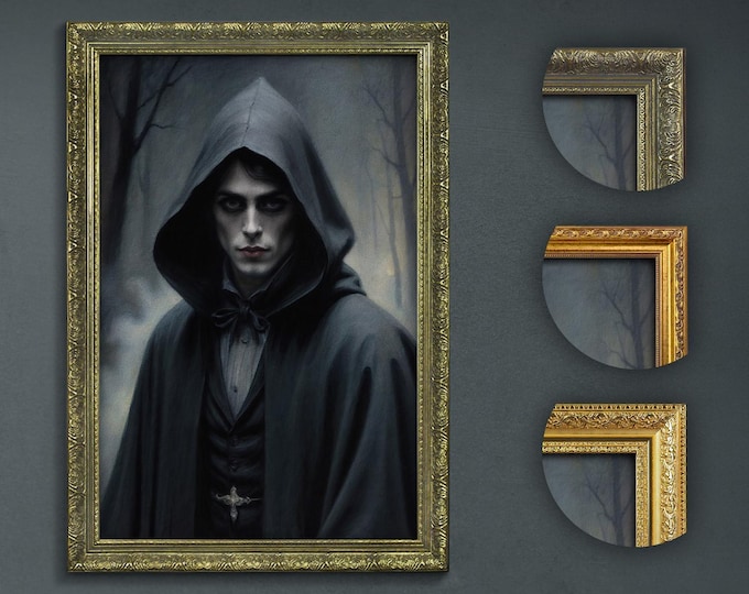 Cloaked Figure Art Print: Gothic Dark Academia Portrait