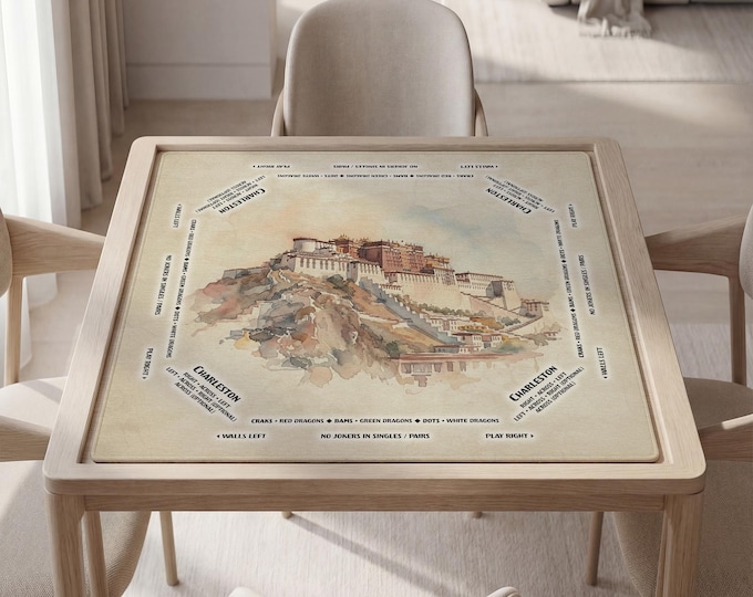 Potala Palace Watercolor Mahjong Mat Personalized Tibet Landmark Tabletop Gaming Pad