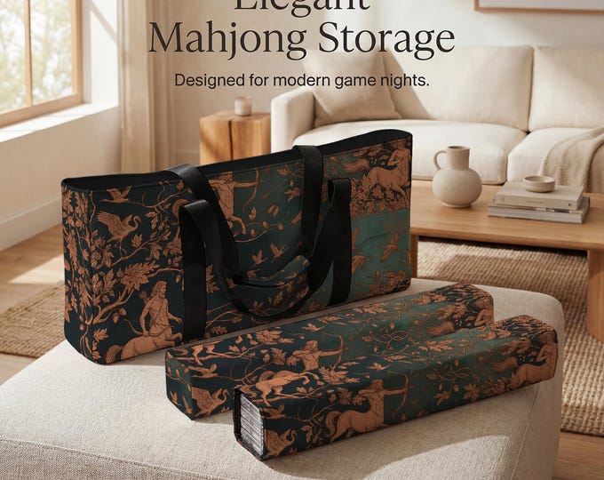 Mahjong Tile Storage Set: Sagittarius Teal Bag and Sleeves - Travel Friendly