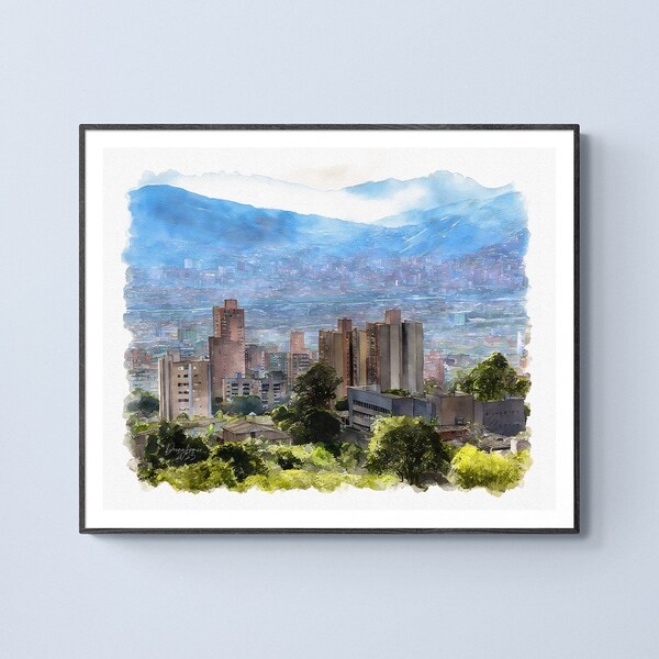 Medellin Watercolor Print Colombia Art Premium Quality Travel Poster Artful Wall Decor Unframed Wall Art